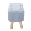 Linen Footstool Footrest Ottoman Pouffe Padded Rectangle Seat Chair w/ Wood Legs