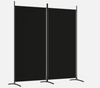 2-Panel Room Divider Black Paravent Freestanding Fabric Privacy Screen Partition