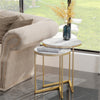 Round Nesting Coffee Table Set of 2 Marble Stacking End Side Table Golden Frame