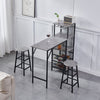 3Pcs Bar Table Stools Set 2 Bar Stools for Breakfast Pub Counter Small Apartment