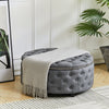 Round Ottoman Footstool With Button Coffee Side Table Pouffe Living Room Bedroom