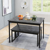 Dining Table and Chairs Set Wood Marble Effects Table Dining Set 2 Bench Seats