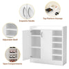 2 Door Wooden Shoe Storage Cabinet Rack Stand Cupboard With Side Shelves Rack
