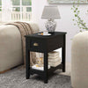 Bedside Table Set of 2 Bedroom Compact Table with Drawer & Storing Shelf-Black