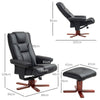Recliner Chair with Footstool, PU Leather Armchair Leisure Lounge Chair, Black