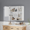Bathroom Wall Cabinet LED Mirror Unit 2 Door Cupboard Storage Shelves Unit White
