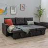 New 3 Seater Pull-Out Reversible Chaise Sofa Bed with Storage, Faux Leather