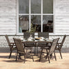 Metal Garden Dining Set Glass Parasol Table And Dining Chairs 4/6 Seater Outdoor