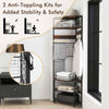 Clothes Rack Entryway Shoes Shelf Organizer Corner Hall Tree-Coffee