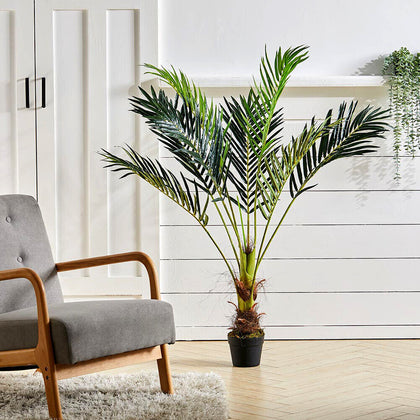 Artificial Palm Plant Fake Tree Potted Home Office Décor, 120cm4ft Height, Green