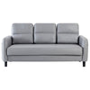 Grey Ergonomics 3 Seater Sofa Modern High Back Fabric Couch Wood Legs 2 Pockets
