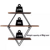 Floating Wall Mounted Display Shelf 3 Tiered Wooden Shelves Black Frame Shelving