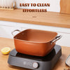 24cm Square Kitchen Fryer Non Stick Chip Pan Potato Fryer w/ Basket Cooking Pot