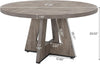 Round Dining Table for 4 People, 120cm Farmhouse Wooden Kitchen Dinner Table