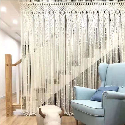 100x200 Macrame Window Door Curtain Boho Cotton Woven Wall Hanging Wedding Decor