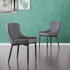 2x Luxury Dining Chair PU Faux Leather Metal Legs Grey Restaurant Kitchen Chairs