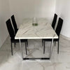 White Modern Large Dining Room Table Kitchen Table Marble Effect Top Steel Legs