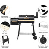Charcoal Grill Offset Smoker with Cove,Barrel Charcoal Grill with Side Table