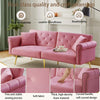 3 Seater Fabric Sofa Bed Click Clack Modern Sleeper Sofa Settee w/ Cushions Pink