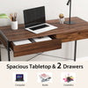 Computer Desk Wooden PC Laptop Table Writing Workstation with 2 Drawers