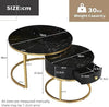 Round Coffee Table with Drawer - Gold Metal Frame for Living Room, Bedroom, Offi