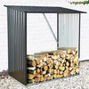 Outdoor Metal Garden Storage Shed Galvanised Steel Log Store Rack Wood Firewood