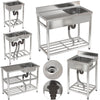 Catering Sink Kitchen Stainless Steel Single/Double Bowl Drainer Unit Prep Table