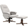 Swivel Recliner Chair with Footstool and Wooden Base, Light Grey