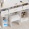 Large Dressing Table Vanity Table With Stool and Lighted Mirror Makeup Desk Set