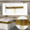 Modern White Rectangular Coffee Table with 2 Storage Drawers for Living Room