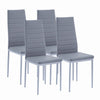 4x Grey Faux Leather Dining Chairs&Round Tempered Glass Golden Legs Dining Table