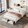 4ft6 Double Upholstered Bed with Drawers and Headboard with Charging Function