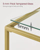 Gold Console Table with Tempered Glass Top for Living Room, Entryway, and Hallwa