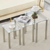 3pcs Rectangular Clear Tempered Glass Side End Nested Table Bedside Coffee Table
