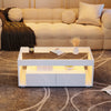 High Gloss Coffee Table Centre Table With LED Light Open Storage Glass Tabletop