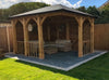 Wooden Corner Gazebo 4m x 3m Garden Shelter Canopy with Roof Shingles Leviathan