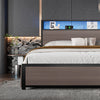Double Bed Frame with LED Lights, 4 Drawers, Charging Station Metal Platform Bed