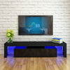 Modern 160cm TV Unit Stand Cabinet High Gloss Doors Sideboard LED Light Black