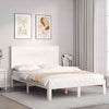 Bed Frame with Headboard White 120x200 Solid Wood F9G7