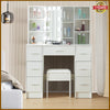 Dressing Table Stool Set With 7 Drawers Mirror Makeup Desk Vanity Table Bedroom