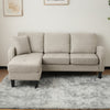 L Shape Corner Sofa Linen 3 Seater Sectional Sofa Couch with Chaise Lounge Beige