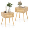 2PCS Modern Nightstand Bedside Sofa End Table with Rattan Drawer Boho Side Table
