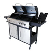 Charles Bentley Dual Burner Gas Grill & Charcoal Grill BBQ - Stainless Steel