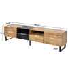 Modern TV Stand with 2 Doors & 2 Drawers - Black & Wood Media Unit, 190x38x48cm