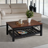 Cottage Coffee Table Black Painted Pine Wooden Side Table Storage Shelf