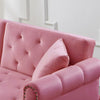 Modern Sofa Bed 2 Seater Click Clack Settee Recliner Couch with Metal Legs Pink