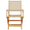 Brokky Folding Garden Chairs 6 pcs Beige Poly Rattan and Solid Wood,Folding W3F6