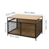 Large Wooden Dog Crate Heavy Duty Metal Bar Pet Kennel Cage Side End Table