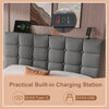 Double Bed Frame with 4 Storage Drawers Upholstered Headboard with USB, Grey