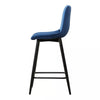 Set of 2 Velvet Chairs High Back Bar Stools Footrest Backrest Metal Legs Pub